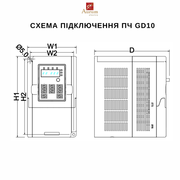 GD10-0R7G-S2-B Перетворювач частоти 0.75кВт 220В 1ф. серії GD10 GD10-0R7G-S2-B фото