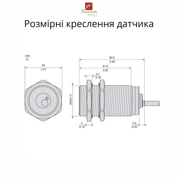 XS630B1PAL5 ІНДУКТИВНИЙ ДАТЧИК M30 SN=15MM НО PNP XS630B1PAL5 фото