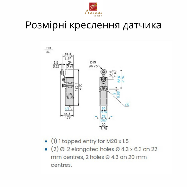 XCNR2118P20 КІНЦЕВИЙ ВИМИКАЧ XCNR2118P20 фото